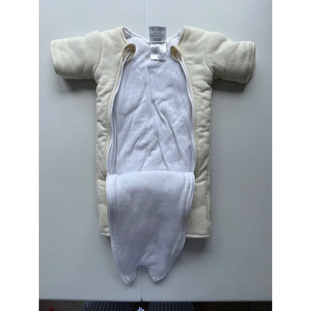 Baby Merlin's Magic Sleep-suit Cream 0-6 M Cotton Fleece Zip Footless Sleepsuit